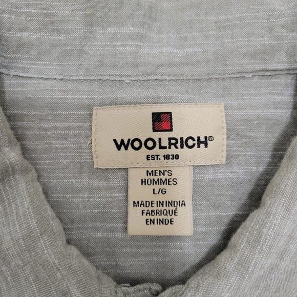 Woolrich Men's Gray Button Up Shirt Large LG, Front Pockets Short Sleeve Casual - Picture 6 of 10